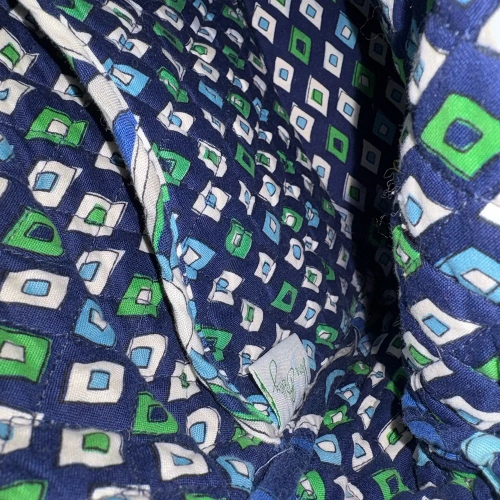 Vera Bradley Navy Blue & Green Quilted Crossbody Laptop Bag